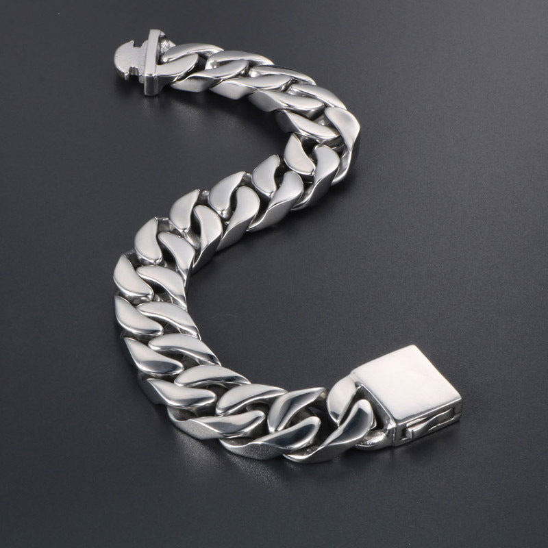 Titanium Steel Smooth Flat Rock Casting Bracelet for Men - Elevate Your Style