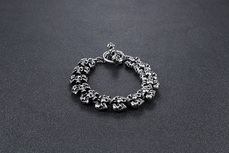 Titanium Steel Men's Skull Bracelet with Religious Totem Design