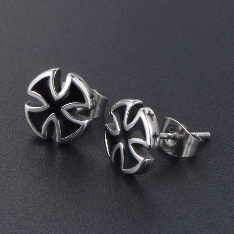 Unisex Titanium Steel Cross Drip Earrings - Stylish Personalized Ear Accessories