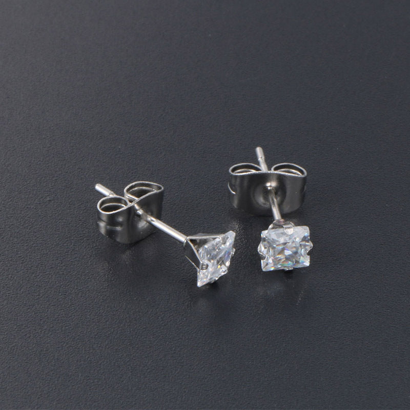 Elegant Zircon-Studded Titanium Steel Earrings for Women - Perfect Everyday Accessory