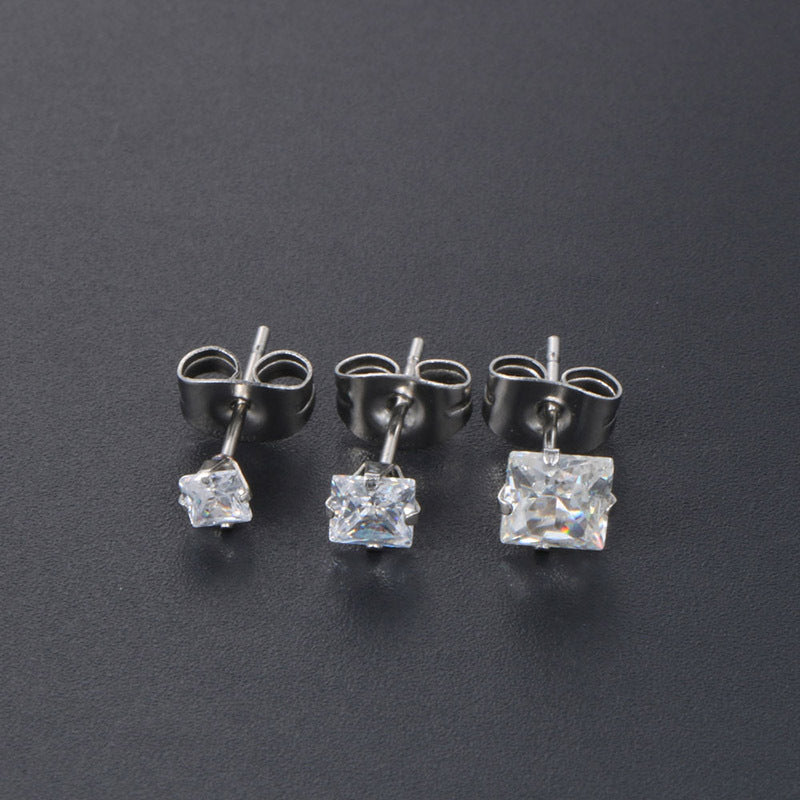 Elegant Zircon-Studded Titanium Steel Earrings for Women - Perfect Everyday Accessory