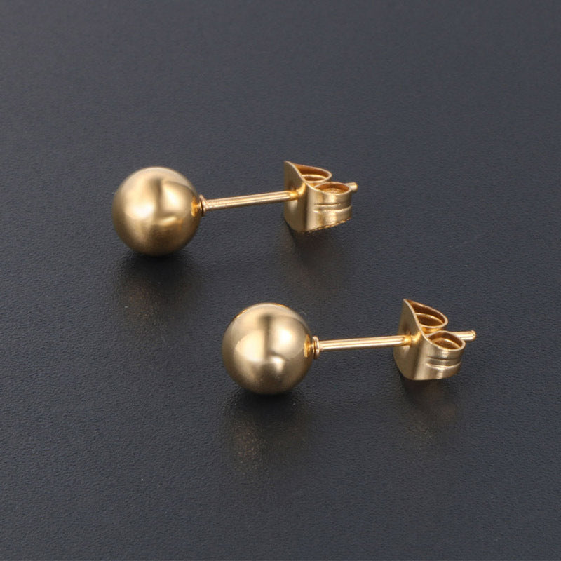 Elegant Titanium Steel Stud Earrings - Korean-Inspired Minimalist Earbone Accessories for Men, Small Golden Bean Wholesale