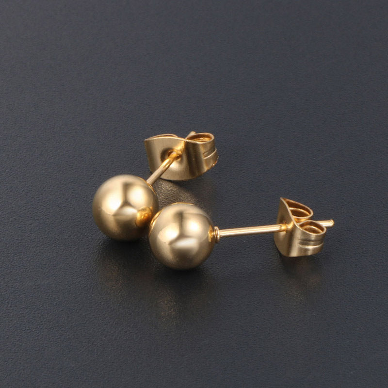 Elegant Titanium Steel Stud Earrings - Korean-Inspired Minimalist Earbone Accessories for Men, Small Golden Bean Wholesale