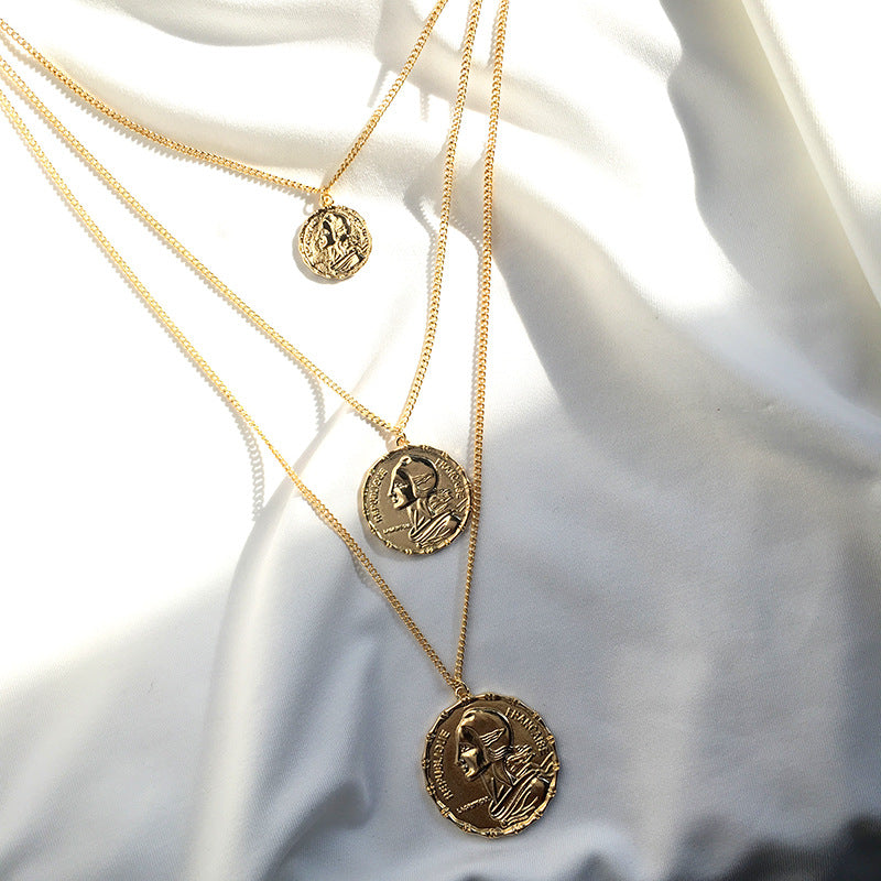 Golden Coin Pendant Layered Necklace - Vienna Verve Collection