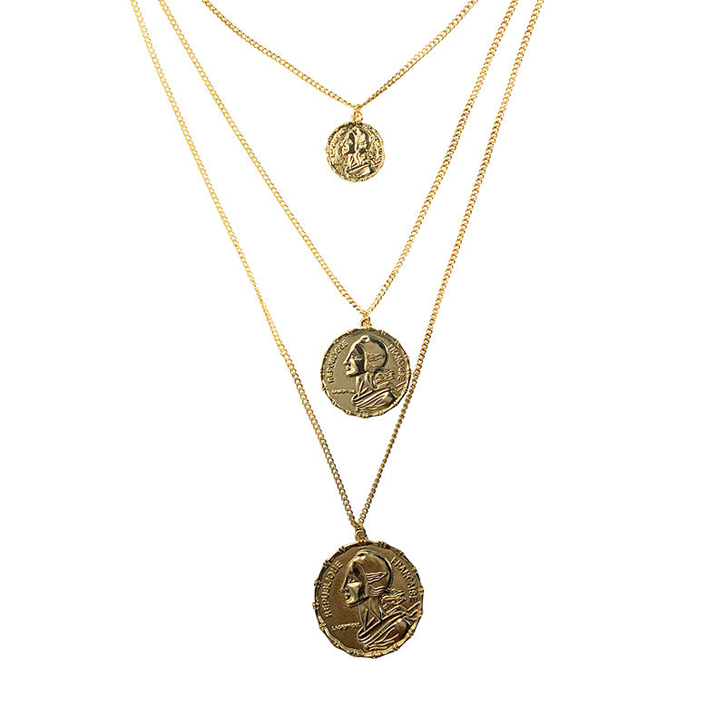 Golden Coin Pendant Layered Necklace - Vienna Verve Collection