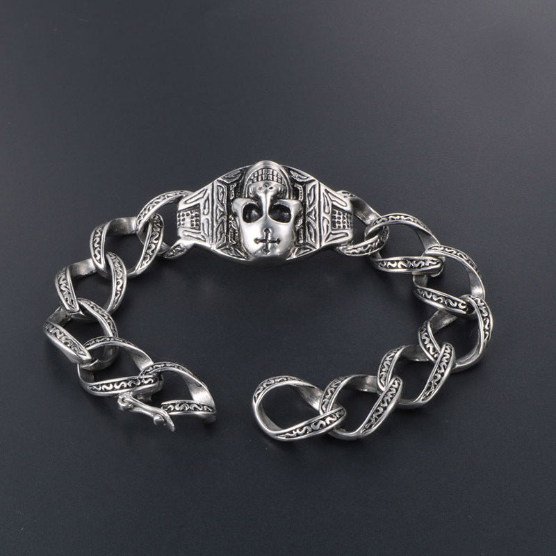 Men's Retro Rock Skull Bracelet - Edgy Titanium Steel Nightlife Accessory