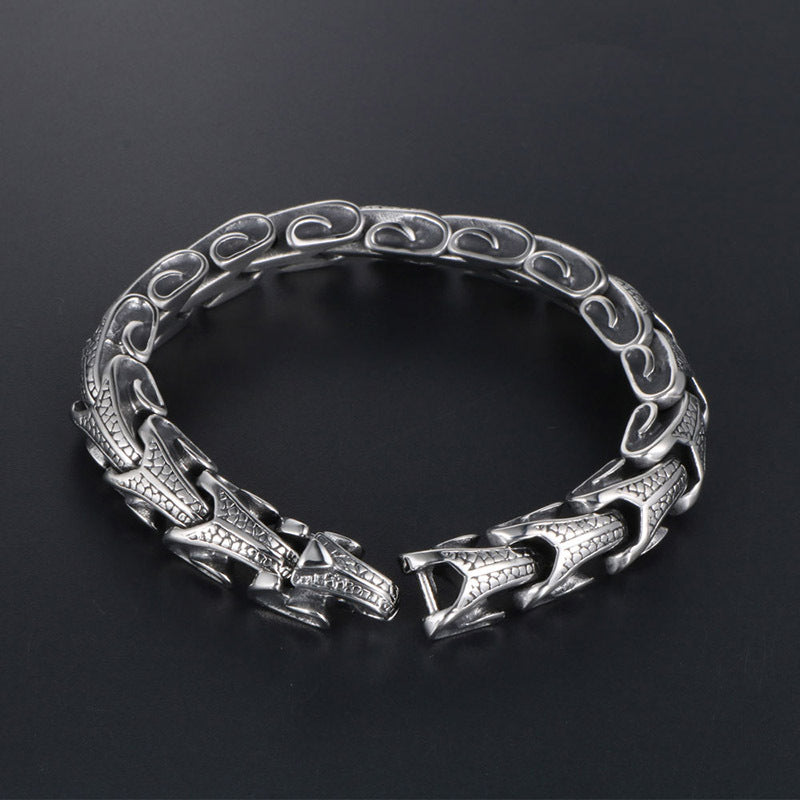 Titanium Steel Men's Scale Pattern Bracelet - Bold Punk Jewelry for the Modern Man