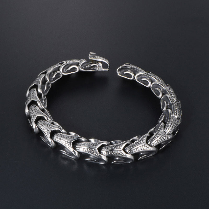 Titanium Steel Men's Scale Pattern Bracelet - Bold Punk Jewelry for the Modern Man