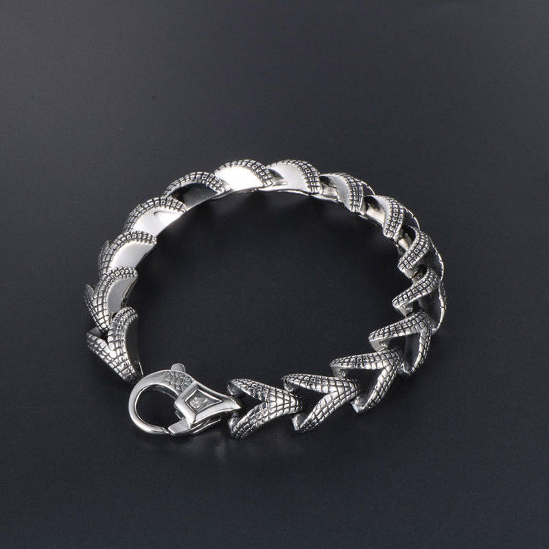 Titanium Steel Scale Pattern Punk Bracelet for Men - Edgy Personalized Jewelry