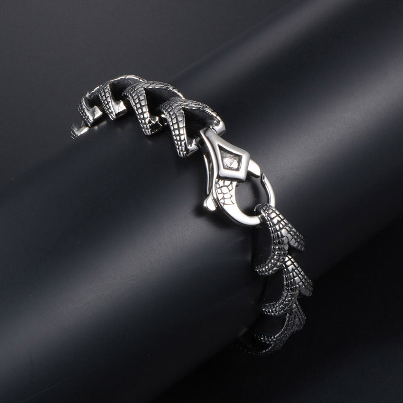 Titanium Steel Scale Pattern Punk Bracelet for Men - Edgy Personalized Jewelry