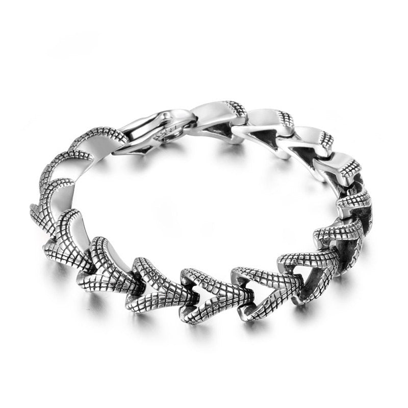 Titanium Steel Scale Pattern Punk Bracelet for Men - Edgy Personalized Jewelry