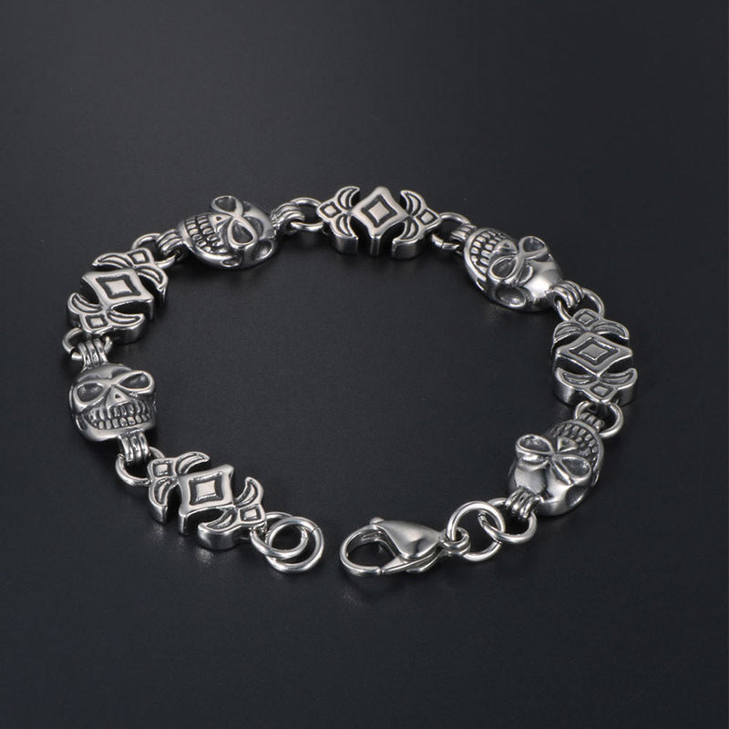 Personalized Titanium Steel Skull Bracelet for Men - Hip-Hop Street Style Accessory