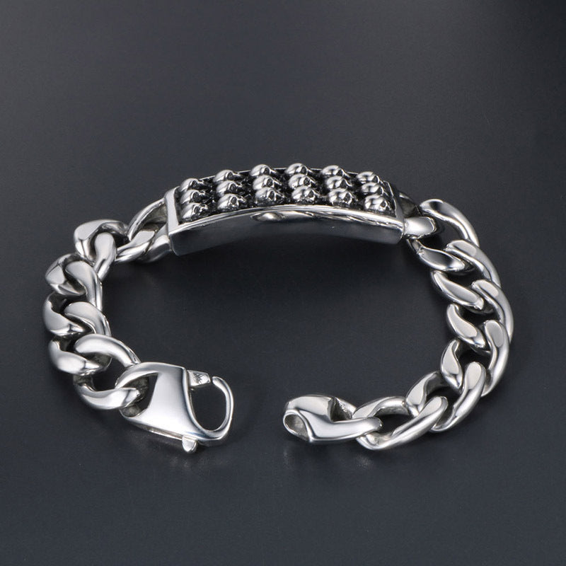 Edgy Titanium Steel Skull Bracelet for Men - Stylish Punk-Inspired Design