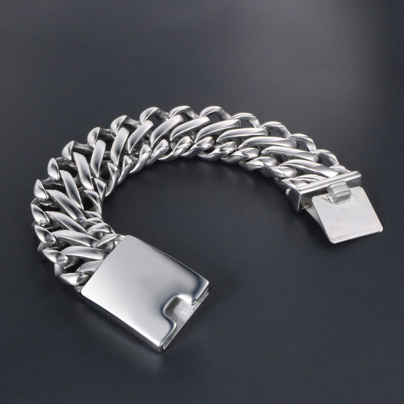 Titanium Steel Ultra-Wide Punk Rock Bracelet for Men - European and American Fashion Statement