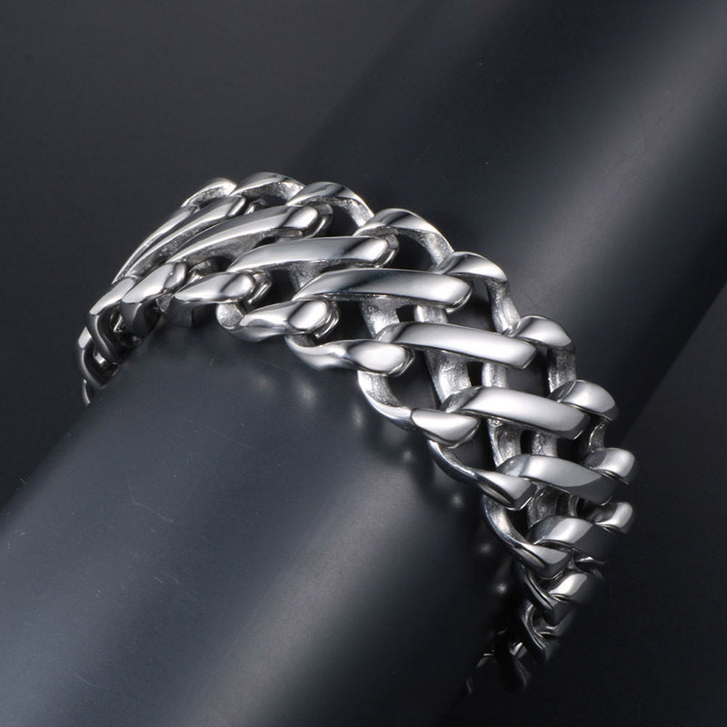 Titanium Steel Ultra-Wide Punk Rock Bracelet for Men - European and American Fashion Statement