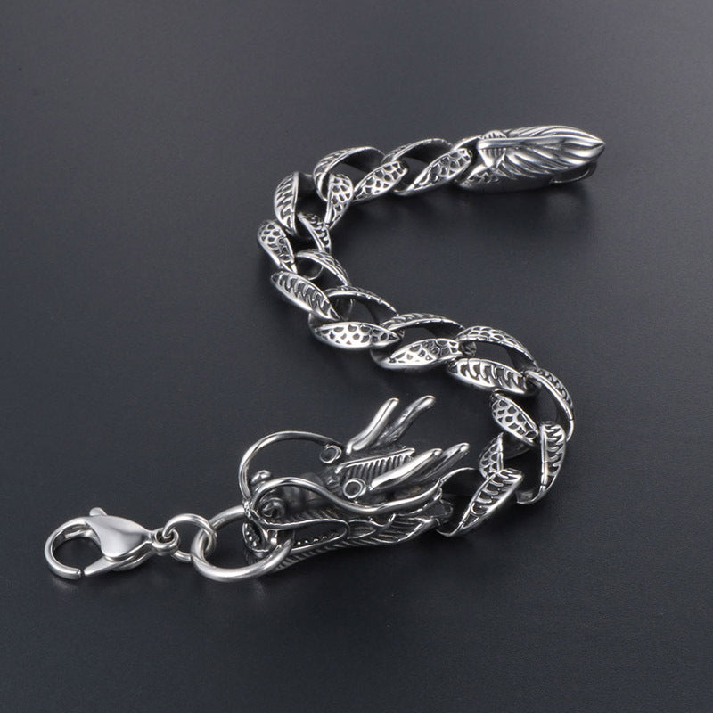 Titanium Steel Vintage Dragon Bracelet - Bold Hip Hop Fashion Statement for Men