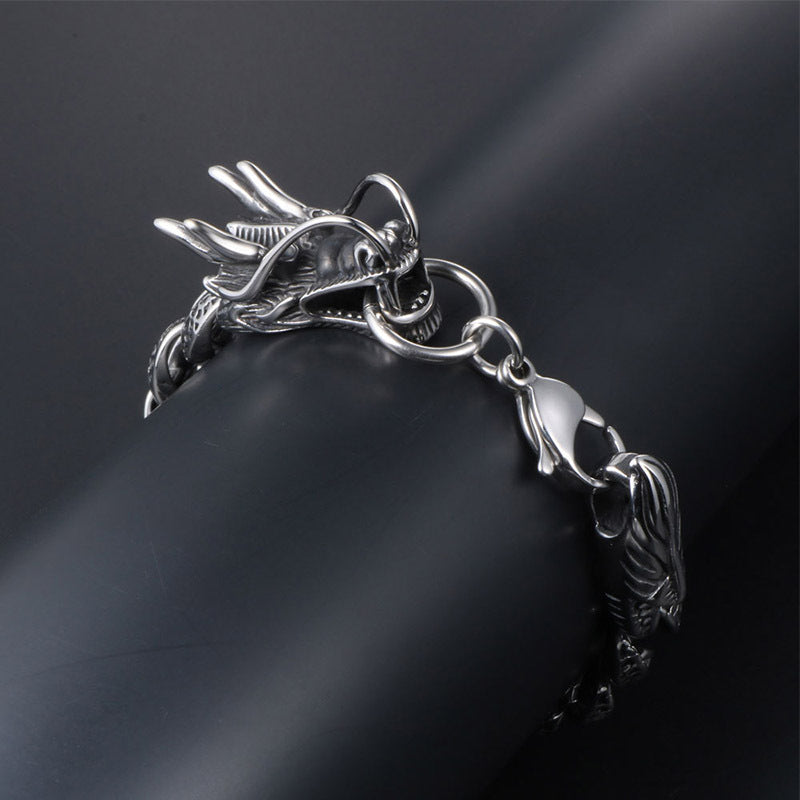 Titanium Steel Vintage Dragon Bracelet - Bold Hip Hop Fashion Statement for Men