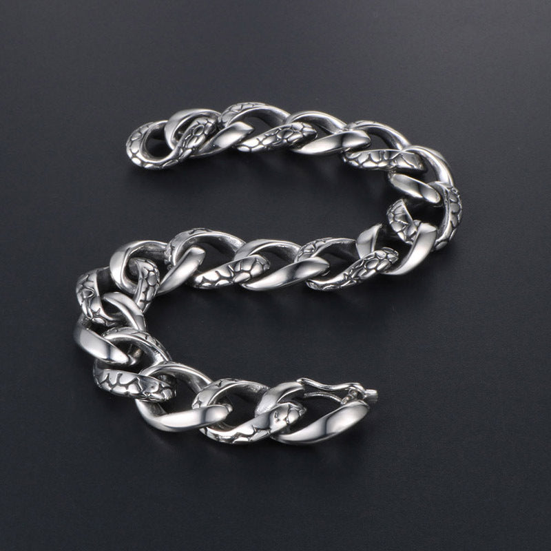 Gothic Snake Design Titanium Steel Men's Bracelet - Vintage Wholesale Jewelry