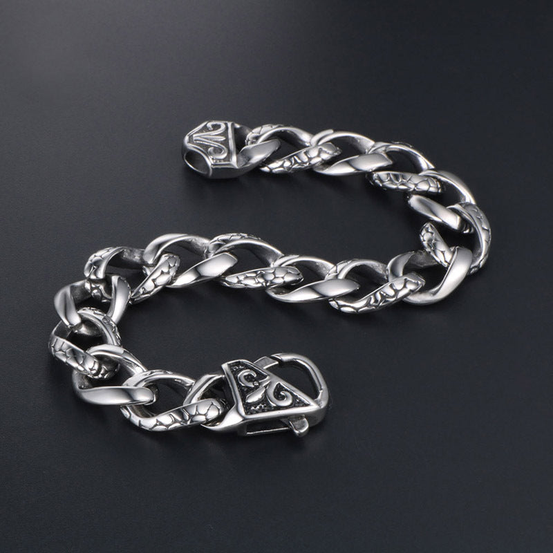 Gothic Snake Pattern Unisex Titanium Steel Bracelet for Bold Fashion Statements