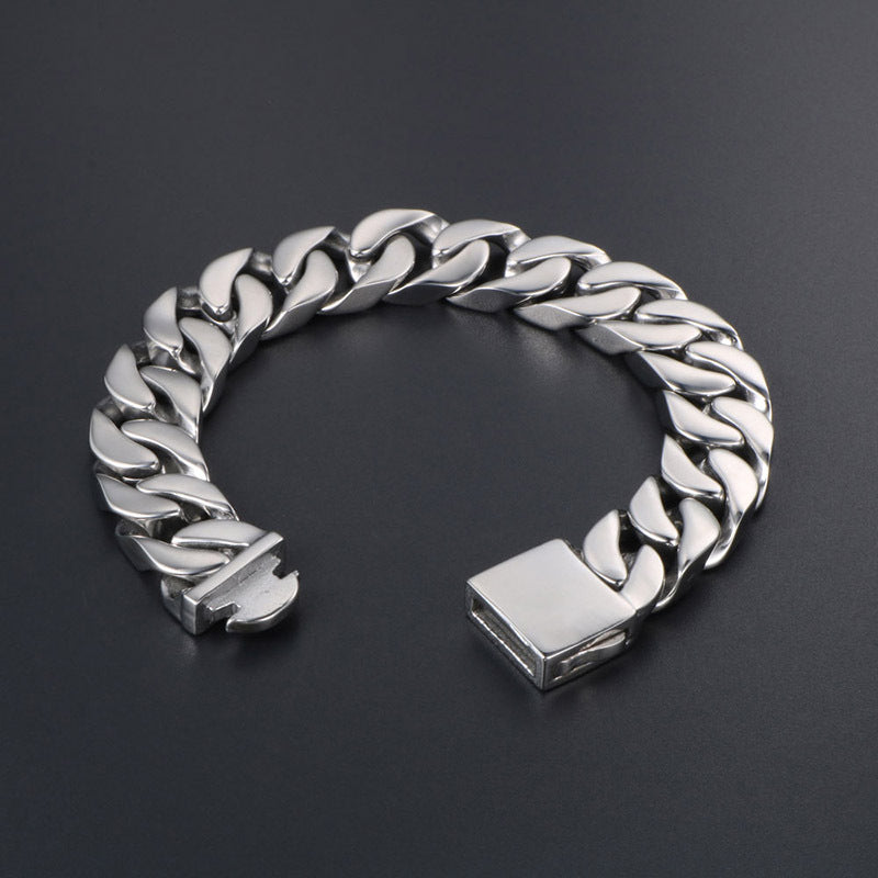 Titanium Steel Smooth Flat Rock Casting Bracelet for Men - Elevate Your Style