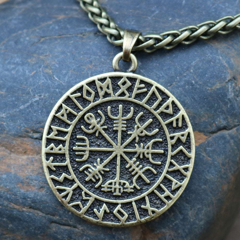 Viking Compass Rune Necklace - Norse Legacy Collection - Men's Metal Pendant