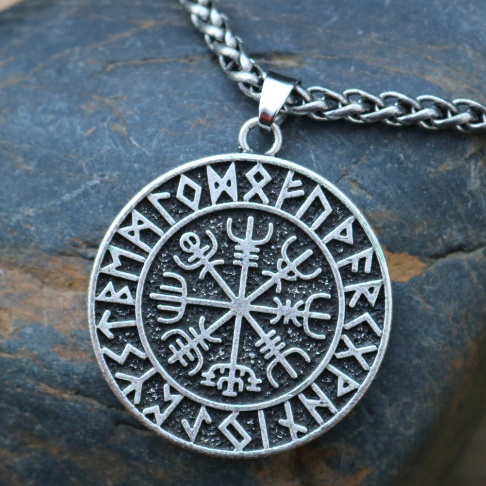 Viking Compass Rune Necklace - Norse Legacy Collection - Men's Metal Pendant