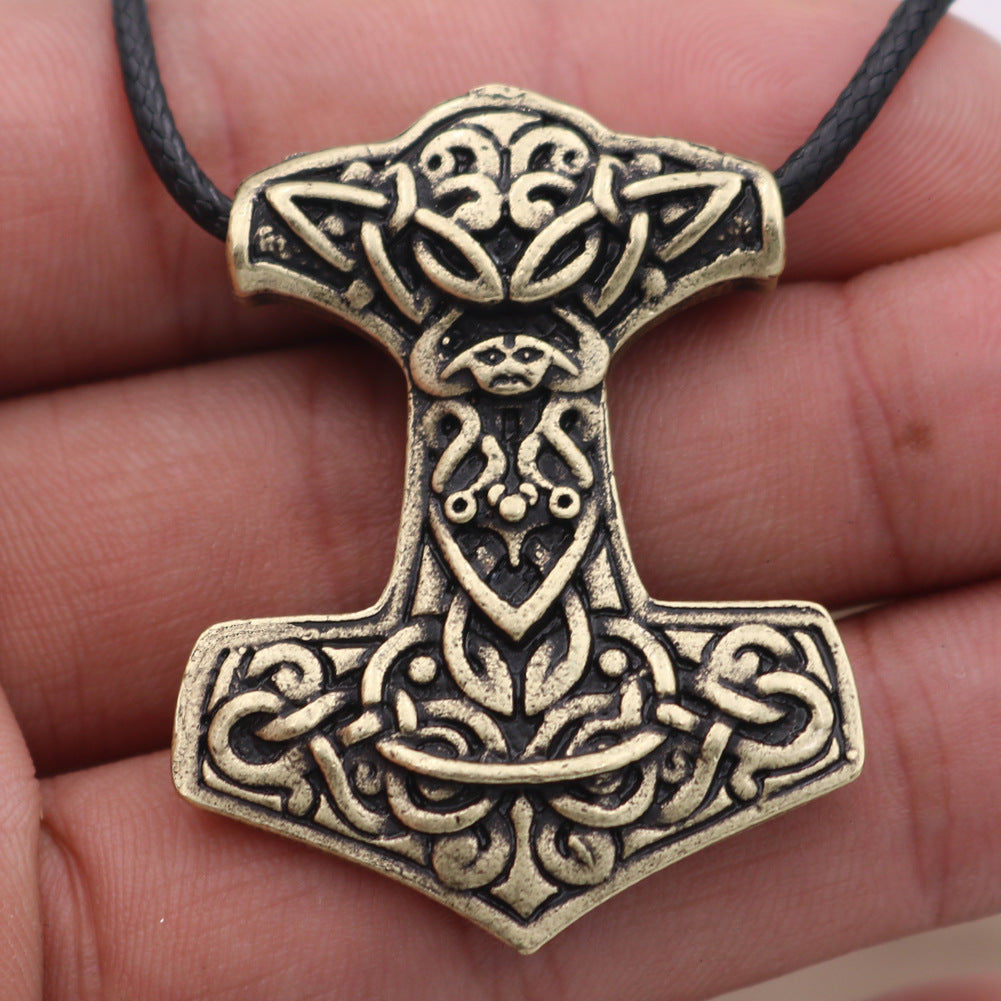 Viking Odin Totem Necklace - Retro Silver Pendant for Men from Planderful Norse Legacy Collection