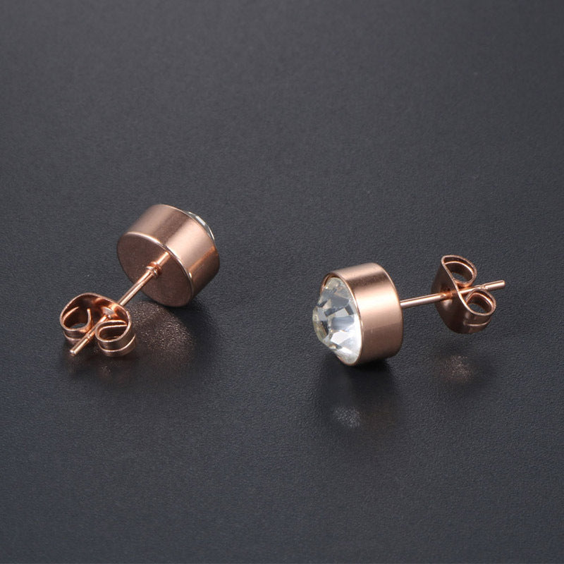 Titanium Steel Rose Gold Stud Earrings for Men - Elegant Wholesale Accessories