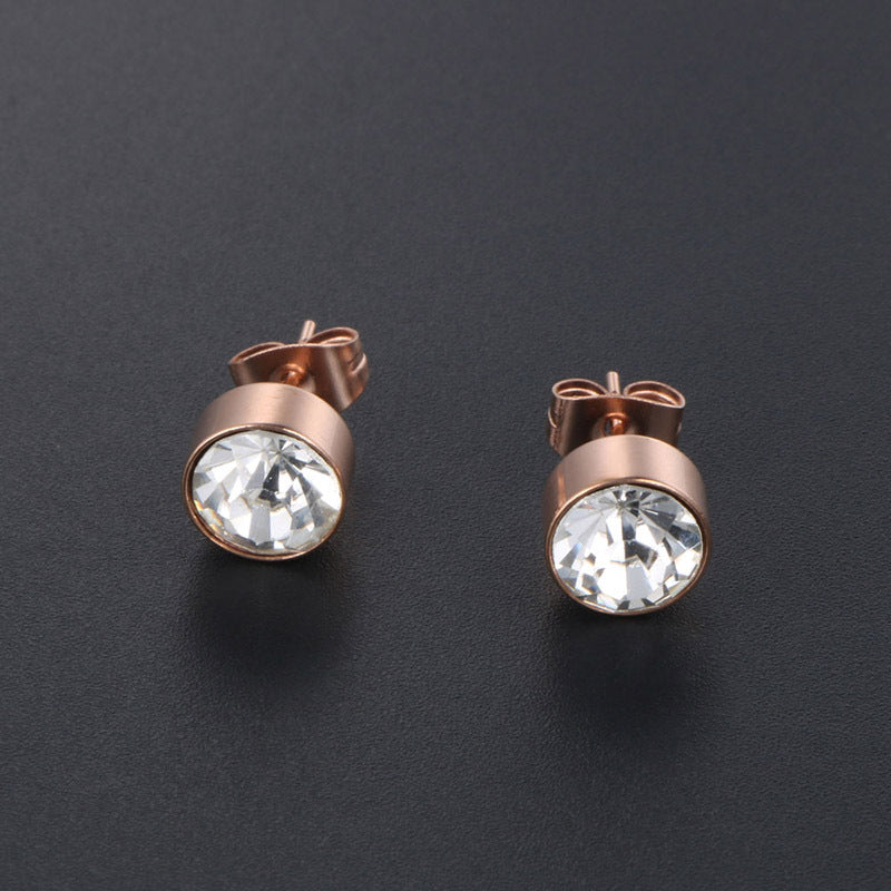 Titanium Steel Rose Gold Stud Earrings for Men - Elegant Wholesale Accessories