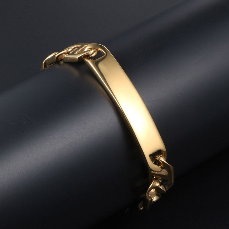 Stylish Korean Gold-Plated Titanium Steel Bracelet for Men - Customizable Trend Accessory