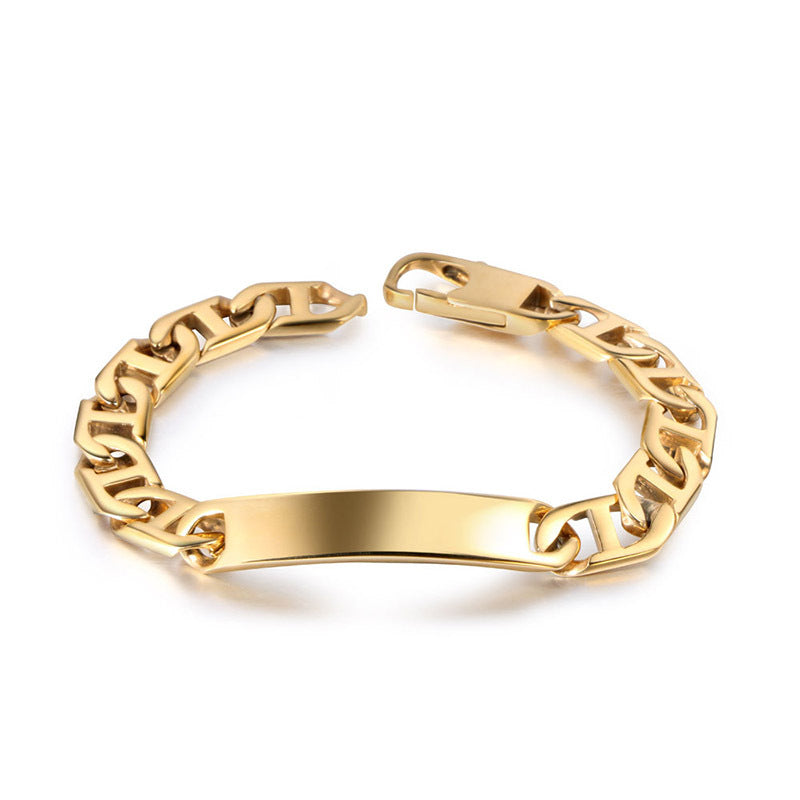 Stylish Korean Gold-Plated Titanium Steel Bracelet for Men - Customizable Trend Accessory