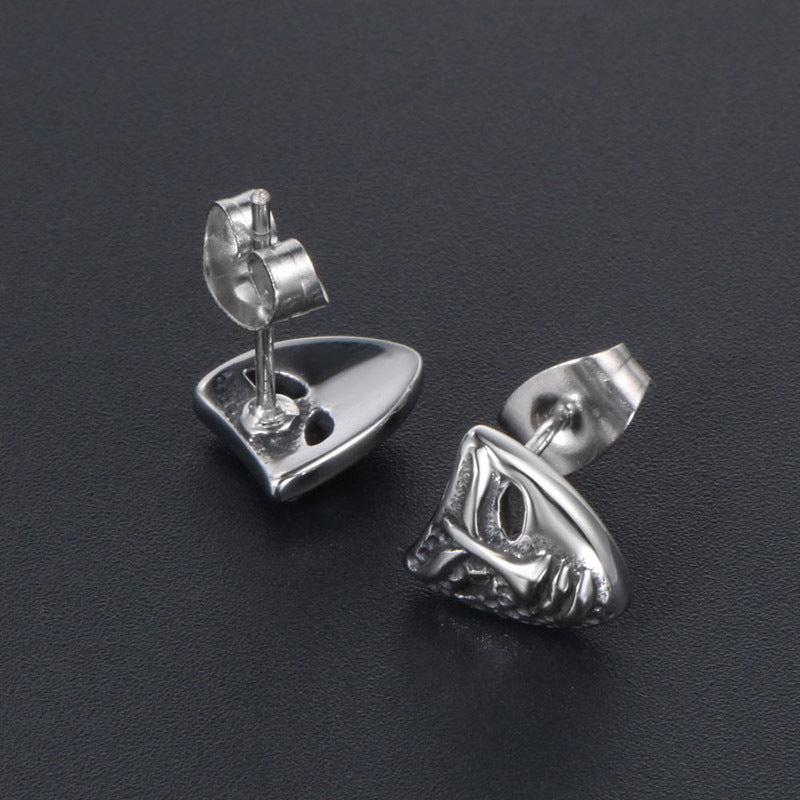 Personalized Retro Mask Titanium Steel Stud Earrings for Unisex - Trendy Wholesale Fashion Accessory