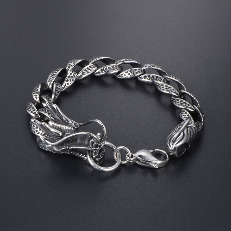 Titanium Steel Vintage Dragon Bracelet - Bold Hip Hop Fashion Statement for Men