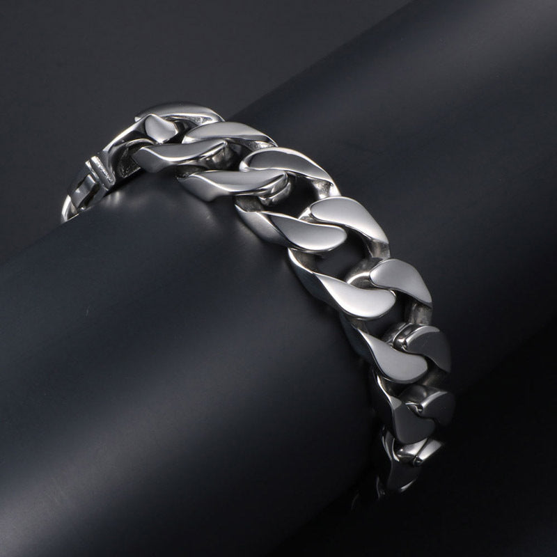 Titanium Steel Smooth Flat Rock Casting Bracelet for Men - Elevate Your Style