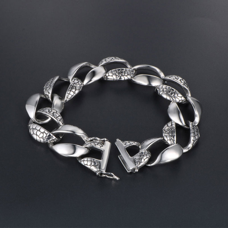 Bold Rock-Inspired Men's Snake Design Bracelet - Titanium Steel Fashion Jewelry