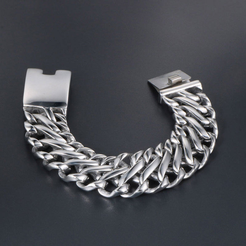 Titanium Steel Ultra-Wide Punk Rock Bracelet for Men - European and American Fashion Statement