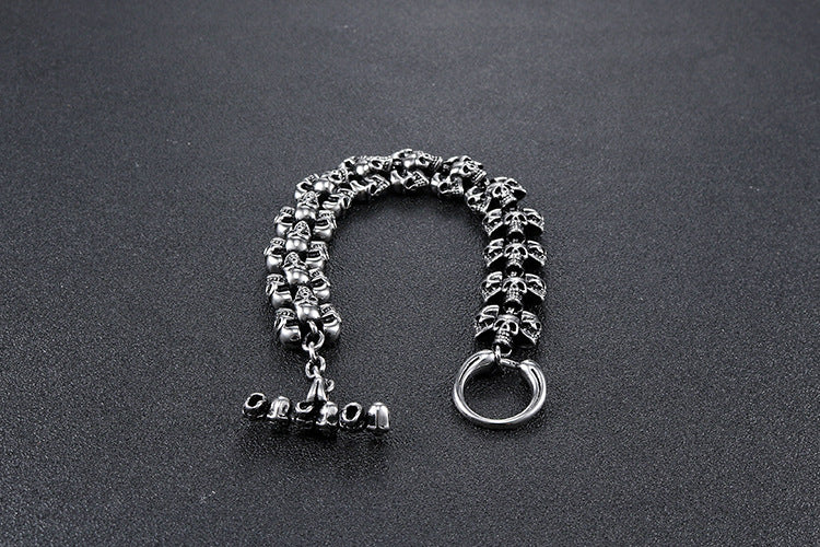 Titanium Steel Men's Skull Bracelet with Religious Totem Design