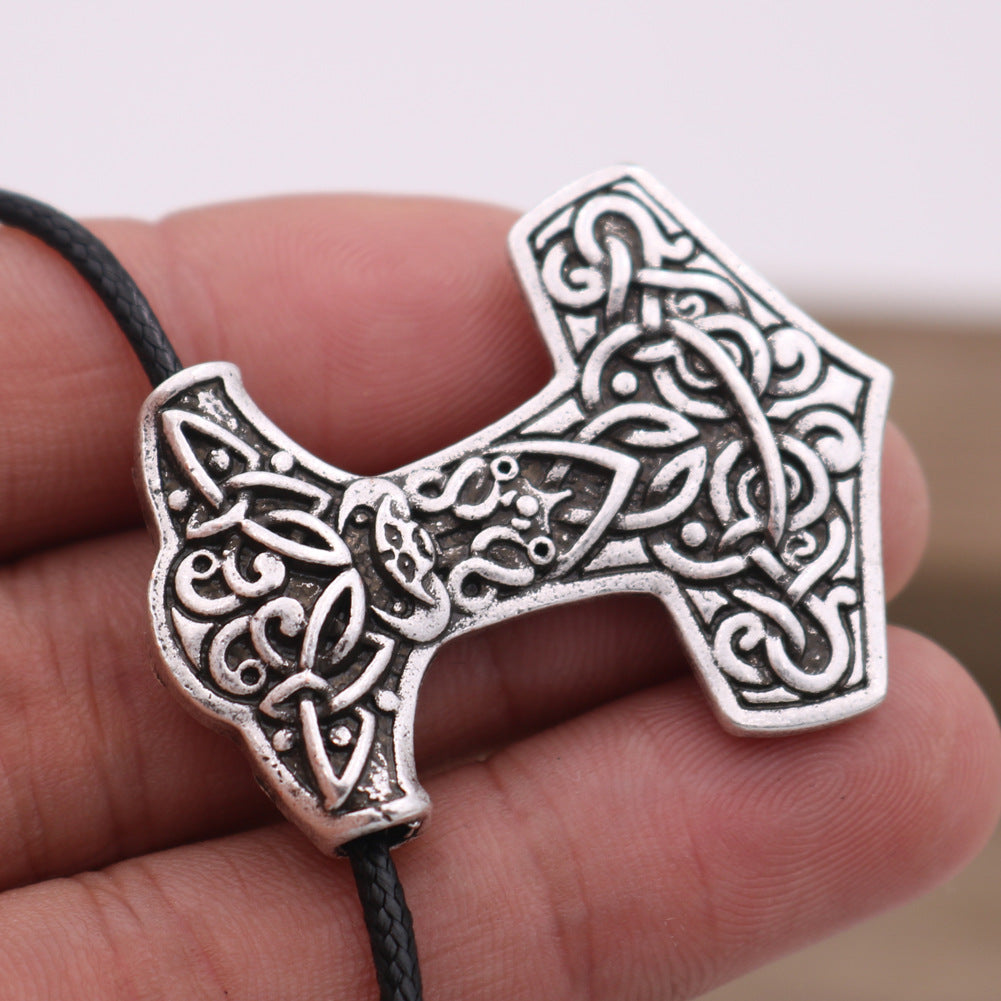 Viking Odin Totem Necklace - Retro Silver Pendant for Men from Planderful Norse Legacy Collection