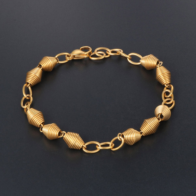 Stylish Gold-Plated Titanium Steel Couples Bracelet - Korean Minimalist Design for Men and Women