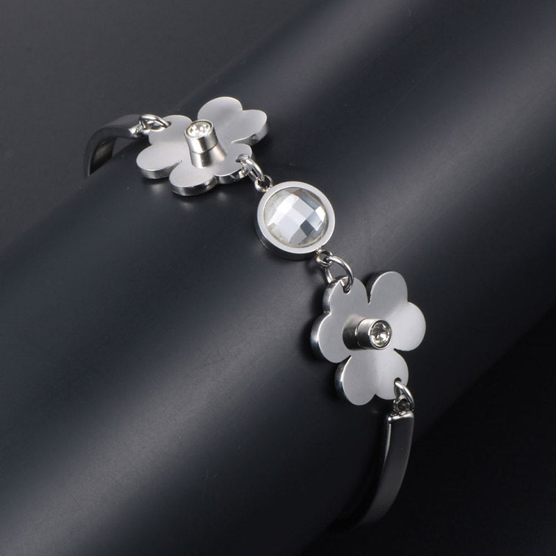 Korean Stylish Titanium Steel Crystal Bracelet for Women - Trendy Fashion Jewelry Wholesale