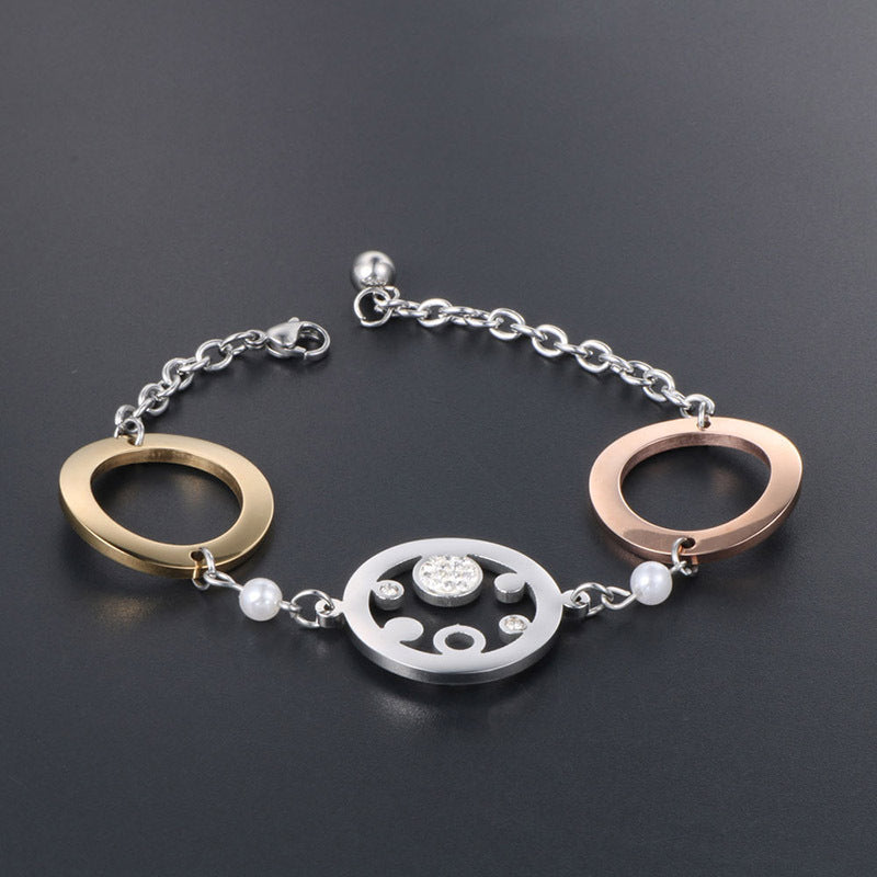 Chic Rhinestone-Embellished Titanium Steel Bracelet for Women - Planderful Everyday Genie Collection