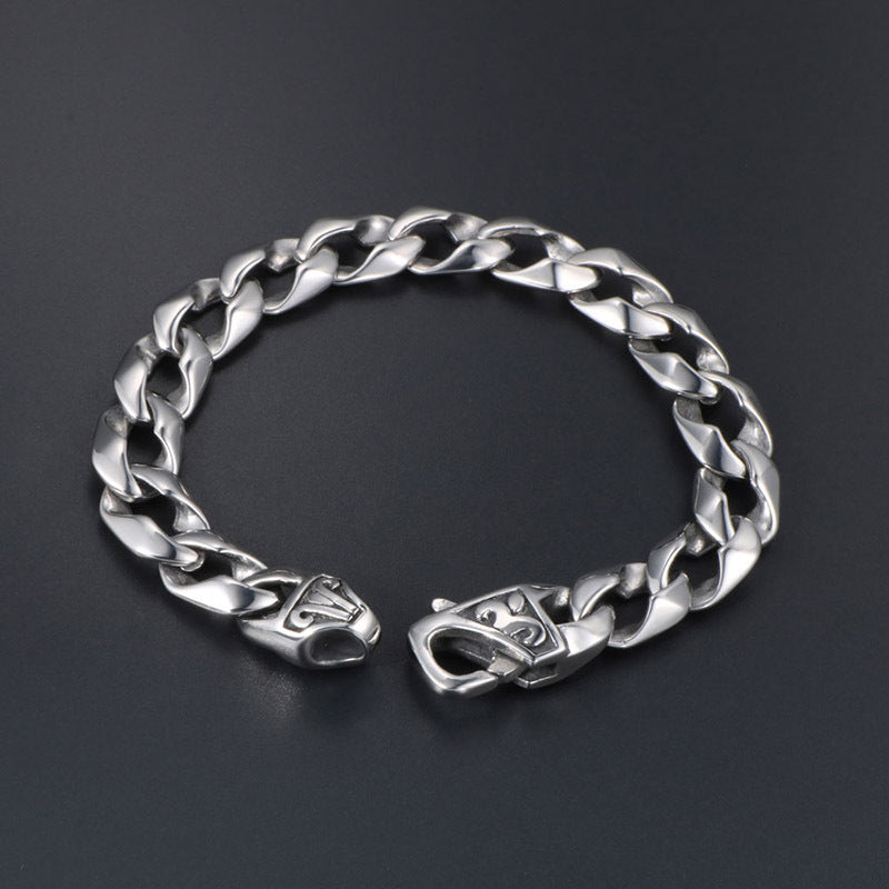 Timeless Titanium Steel Men's Bracelet with Elegant Glossy Finish