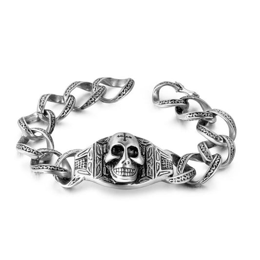 Men's Retro Rock Skull Bracelet - Edgy Titanium Steel Nightlife Accessory