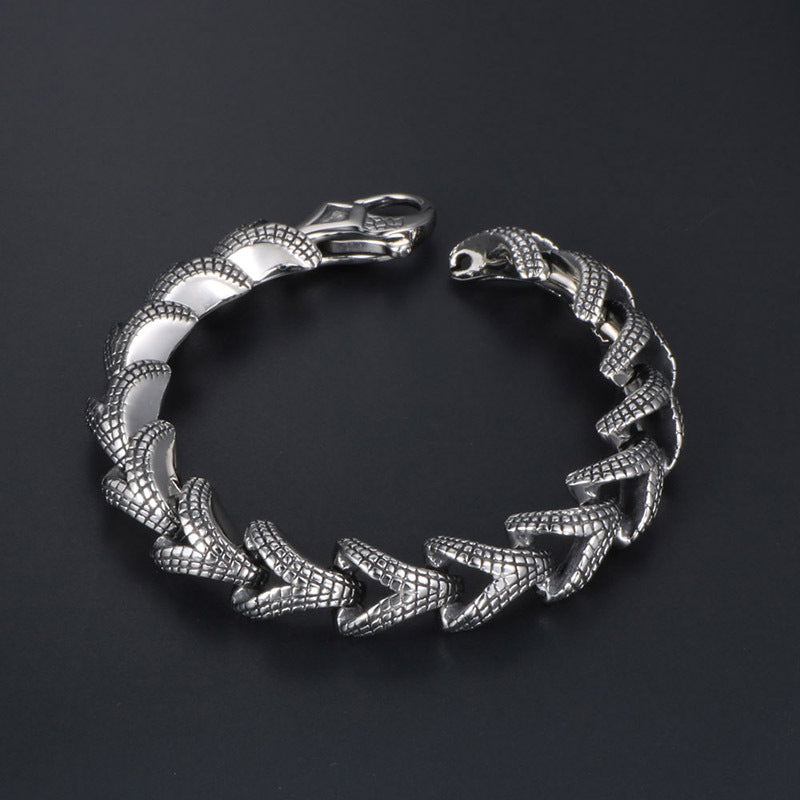 Titanium Steel Scale Pattern Punk Bracelet for Men - Edgy Personalized Jewelry