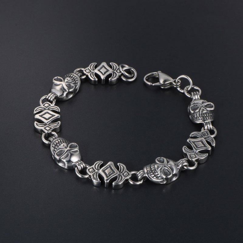 Personalized Titanium Steel Skull Bracelet for Men - Hip-Hop Street Style Accessory