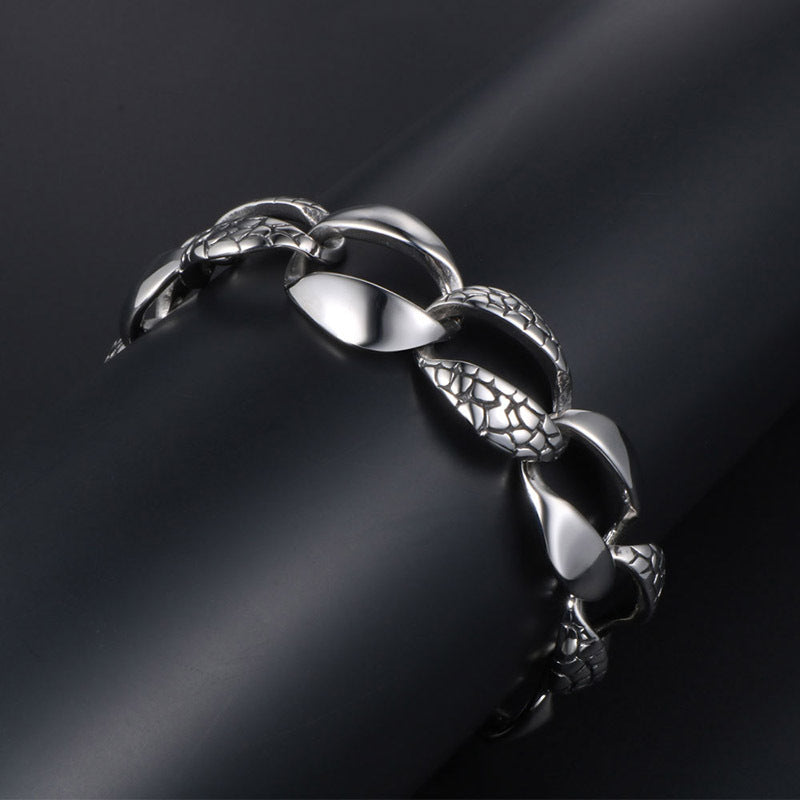 Bold Rock-Inspired Men's Snake Design Bracelet - Titanium Steel Fashion Jewelry