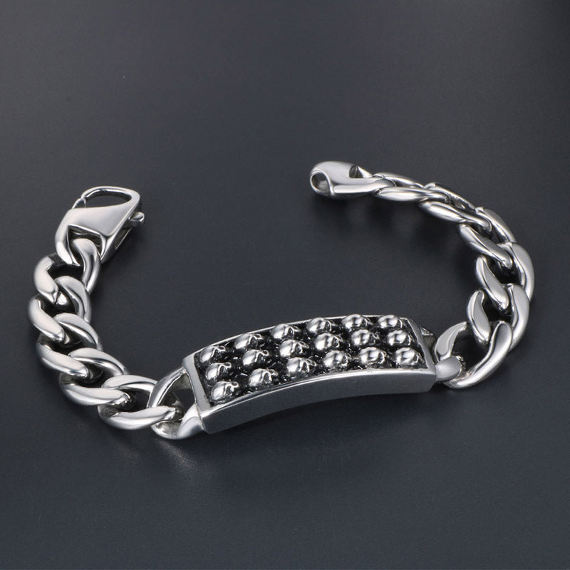 Edgy Titanium Steel Skull Bracelet for Men - Stylish Punk-Inspired Design