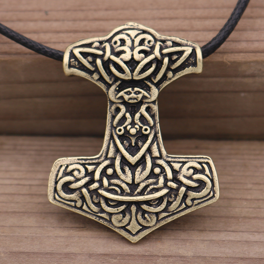 Viking Odin Totem Necklace - Retro Silver Pendant for Men from Planderful Norse Legacy Collection