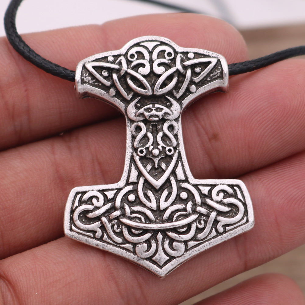 Viking Odin Totem Necklace - Retro Silver Pendant for Men from Planderful Norse Legacy Collection