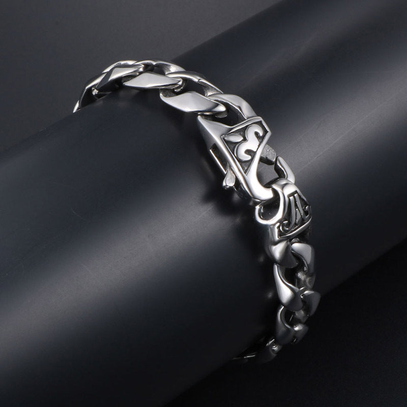 Timeless Titanium Steel Men's Bracelet with Elegant Glossy Finish